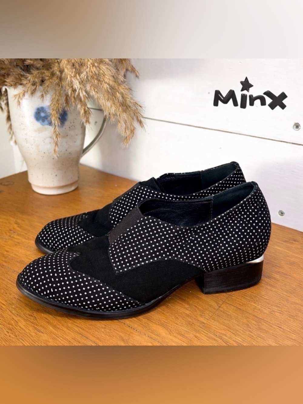 MINX Black Studded Loafers – Size 39
